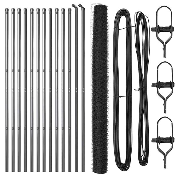 vidaXL Fence Post Grey 25 x 1.5 m (36 mm mesh) Steel