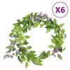 vidaXL Flower Garlands 6 pcs Purple 200 cm