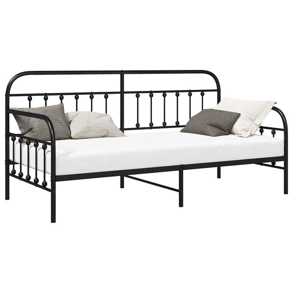 vidaXL Daybed Frame with Headboard Black 107 x 203 cm Steel