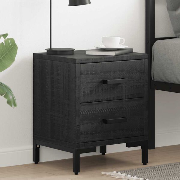 vidaXL Bedside Cabinet Black 36x30x45 cm Solid Pinewood