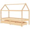 vidaXL Kids Bed Frame with Drawers Solid Pine Wood 90x200 cm