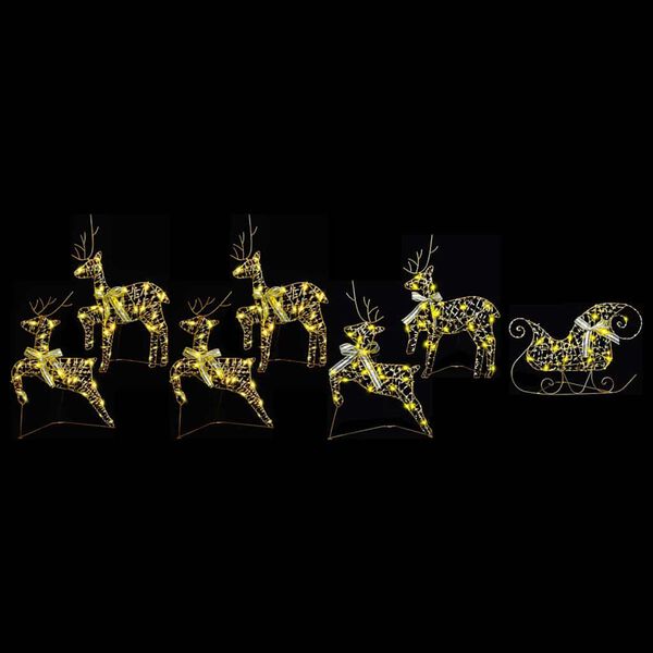 vidaXL LED Reindeers with 40 LEDs 7 pcs Gold PET