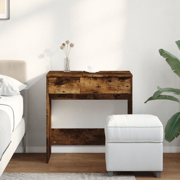 vidaXL Dressing Table with Mirror Smoked Oak 73x46.5x120 cm