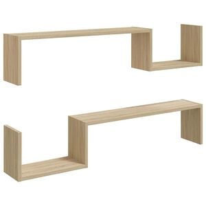 vidaXL Wall Shelf 2 pcs Sonoma Oak 100x15x20 cm Engineered Wood