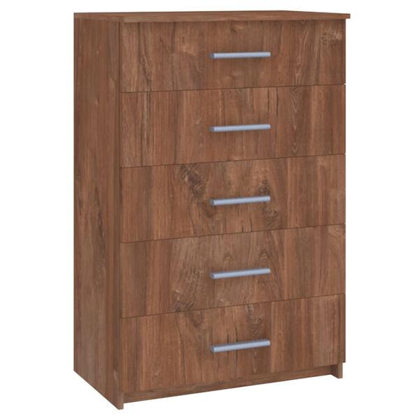 vidaXL Chest of Drawers Brown Oak 71x35x108 cm Engineered Wood