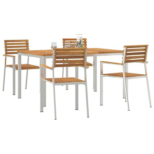 vidaXL Garden Dining Set 5 pcs Brown Solid Acacia Wood
