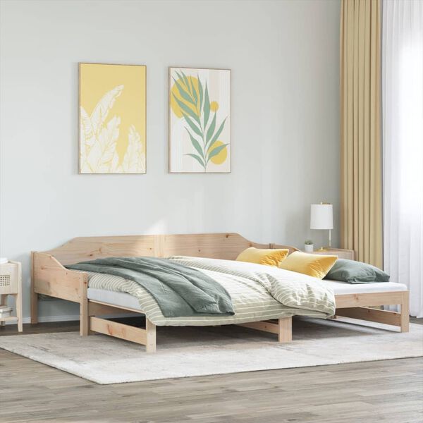 vidaXL Daybed with Trundle without Mattress 90x190 cm Single Solid Wood