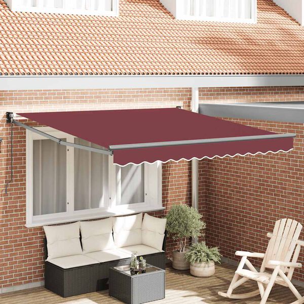 vidaXL Manual Retractable Awning Burgundy 300x250 cm