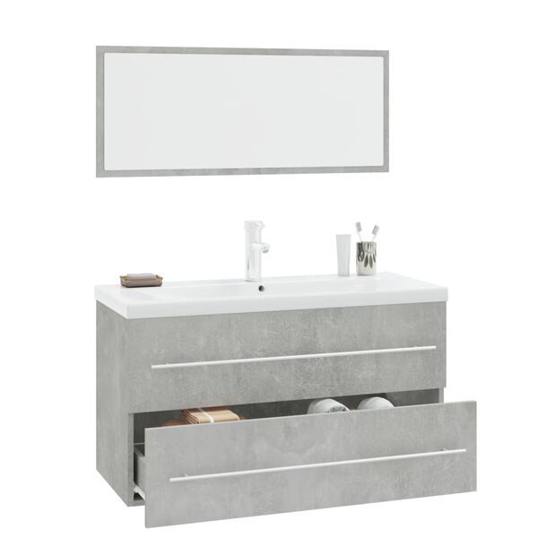 vidaXL 3 Piece Bathroom Furniture Set Concrete Grey