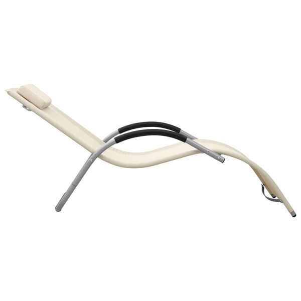 vidaXL Sun Loungers Textilene 2 pcs Cream and Grey