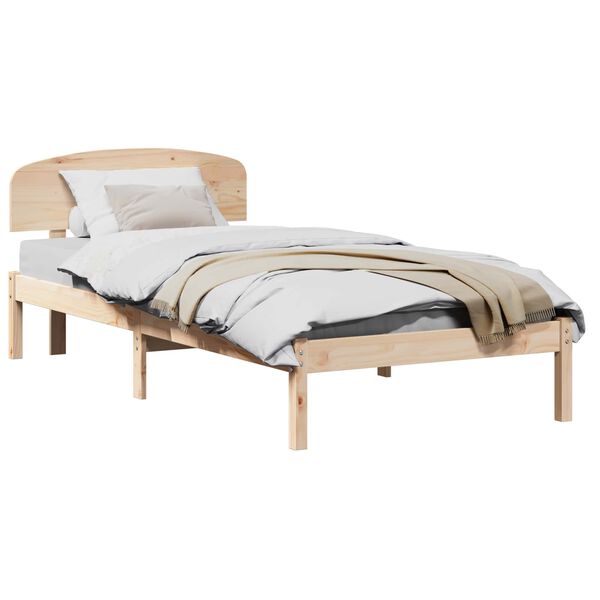 vidaXL Bed Frame with Headboard Natural 75 x 190 cm Solid Pine Wood