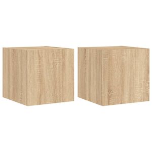 vidaXL TV Wall Cabinets with LED Lights 2 pcs Sonoma Oak 30.5x35x30 cm