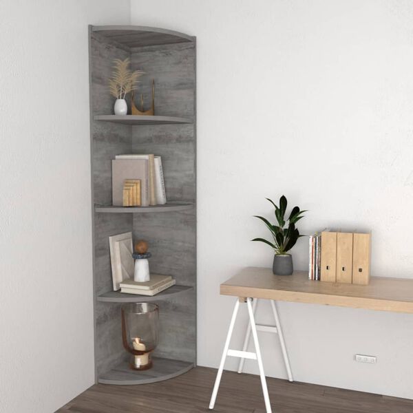 vidaXL Standing Corner Shelf Concrete Grey 40x41.5x180 cm Engineered Wood
