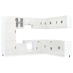 vidaXL 14 Piece Kitchen Cabinet Set Porto Gloss White Engineered Wood