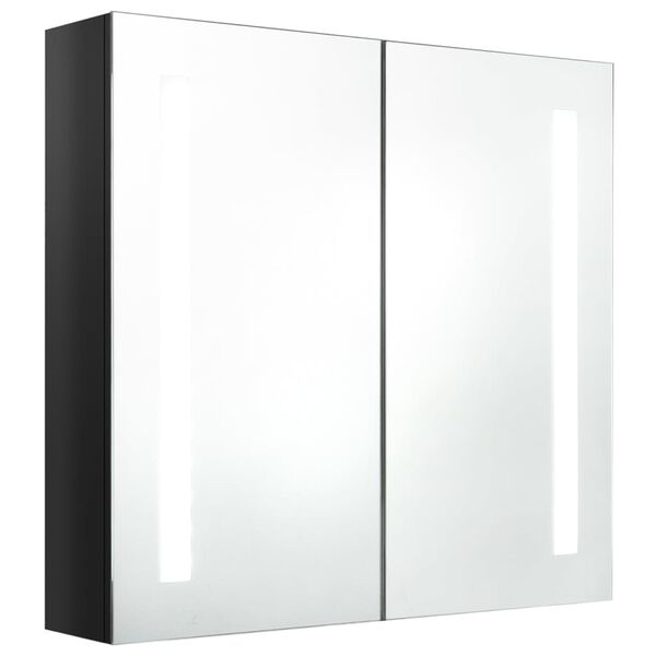 vidaXL LED Bathroom Mirror Cabinet Shining Black 62x14x60 cm