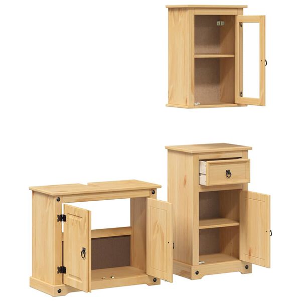 vidaXL 3 Piece Bathroom Furniture Set Corona Solid Wood Pine