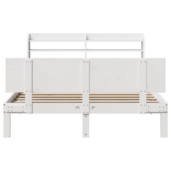 vidaXL Bed Frame with Headboard without Mattress White 120x190 cm Small Double