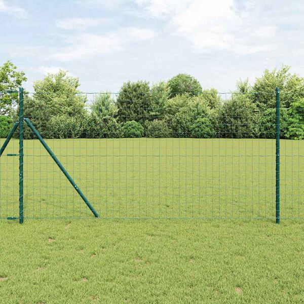 vidaXL Fence with Post Green 1 x 10 m Steel