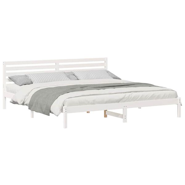 vidaXL Bed Frame with Headboard White 180 x 210 cm Solid Pine Wood
