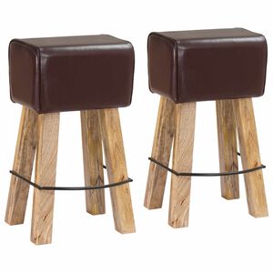 vidaXL Bar Stool 2 pcs Dark Brown 44 x 33 x 74 cm Real Leather