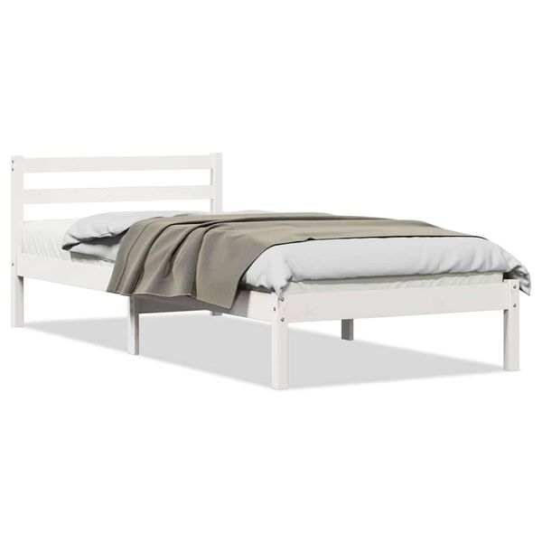 vidaXL Bed Frame White 225.5 x 95.5 x 69.5 cm Solid Pine Wood