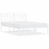 vidaXL Metal Bed Frame without Mattress with Headboard White 140x200cm