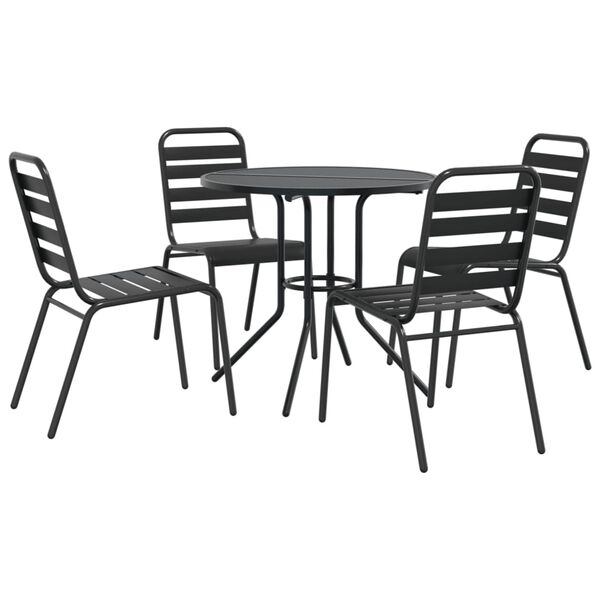 vidaXL Stackable Garden Chair Set 5 pcs Anthracite Powder-coated Steel