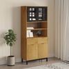 vidaXL Highboard with Glass Doors FLAM 80x40x180 cm Solid Wood Pine