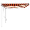 vidaXL Manual Retractable Awning with LED 6x3 m Orange and Brown