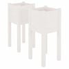 vidaXL Planter | Set of 2 | White | Solid Pinewood | 31 x 31 x 70 cm | Durable