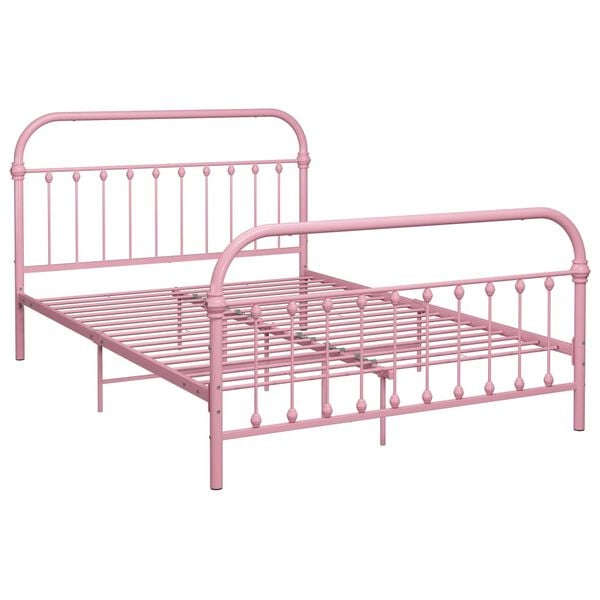 vidaXL Bed Frame without Mattress Pink Metal 140x200 cm