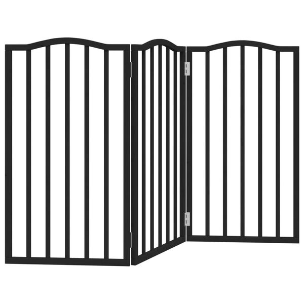vidaXL Dog Gate Foldable 3 Panels Black 150 cm&nbsp;Poplar Wood