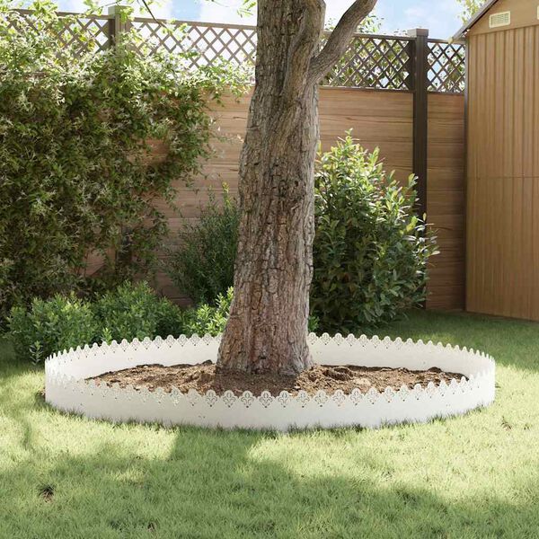 vidaXL Lawn Edgings 10 pcs White 103 x 0.05 x 22 cm Steel