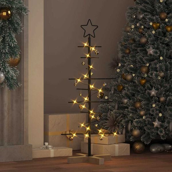 vidaXL Metal Christmas Tree with Stand Black 90 cm Powder-coated steel
