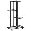 vidaXL 4-Floor Flower Stand with Wheels 44x23x80 cm Black Iron