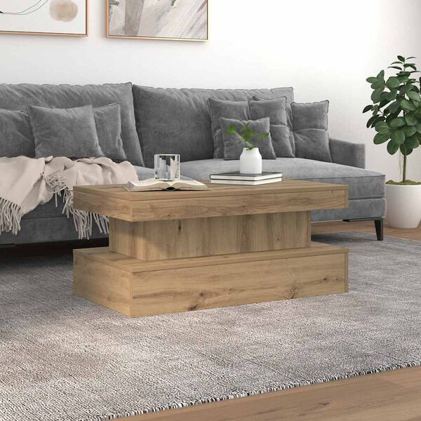 vidaXL Coffee Table with LED Lights Artisian Oak 90x50x40 cm