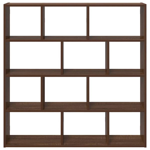 vidaXL Wall Cube Shelf 12 Compartments Brown Oak Engineered Wood