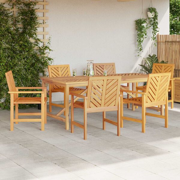 vidaXL Garden Dining Set 7 pcs Brown Solid Acacia Wood
