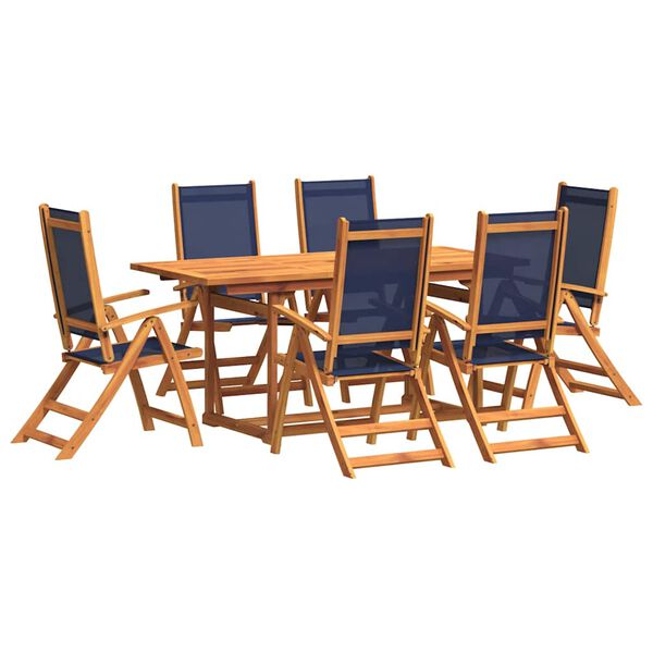 vidaXL 7 Piece Garden Dining Set Solid Wood Acacia and Textilene