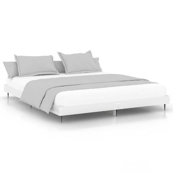 vidaXL Bed Frame without Mattress High Gloss White 150x200 cm King Size