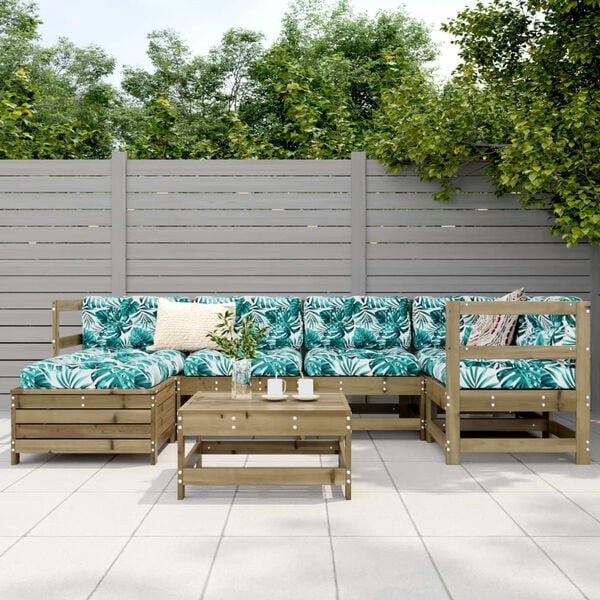 vidaXL 7 Piece Garden Sofa Set Impregnated Wood Pine