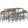 vidaXL 11 Piece Garden Bar Set Black Poly Rattan& Solid Wood Acacia