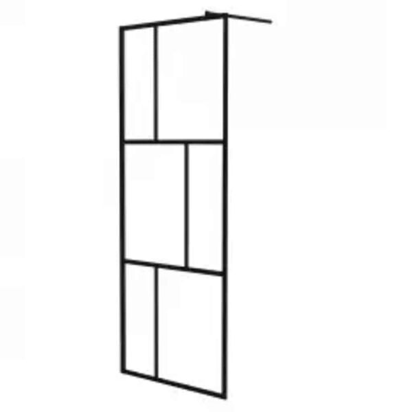vidaXL Walk-in Shower Wall with Tempered Glass Black 80x195 cm