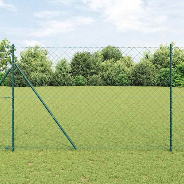 vidaXL Fence Post Green 25 x 1.6 m (60 x 60 mm mesh) Steel and PVC