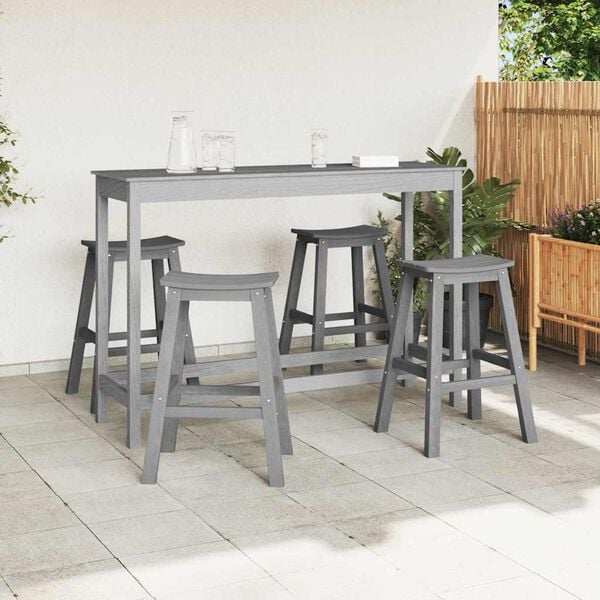 vidaXL Garden Bar Set 4 pcs Light Grey HDPE