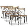 vidaXL Dining Chairs 6 pcs Solid Mango Wood and Steel Cross Back