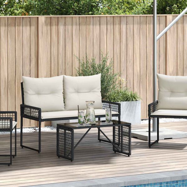 vidaXL Outdoor Table Black 80 x 40 x 40 cm PE Rattan and Glass