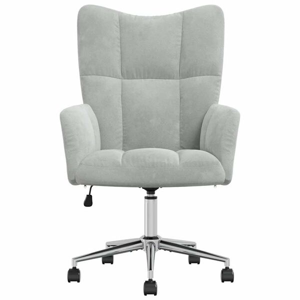 vidaXL Relaxing Chair with Wheel Light Grey 69 x 61.5 x 102 cm Velvet