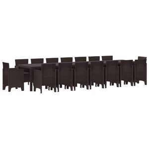 vidaXL Garden Dining Set with Cushions 17 pcs Brown PP