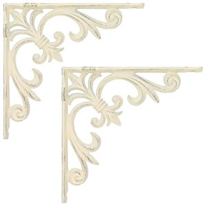 vidaXL Wall Shelf Brackets 2 pcs Antique White 10 x 10 x 2.8 cm Steel